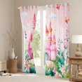 thumbnail image 4 of Feelyou Kawaii Pink Castle Black Out Curtains for Girl, Dreamy Fairy Tale Curtains Pack of 2 (42x63 Each), Spring Flower Floral Bedroom Curtains, Black Out Curtains Decor, 4 of 7