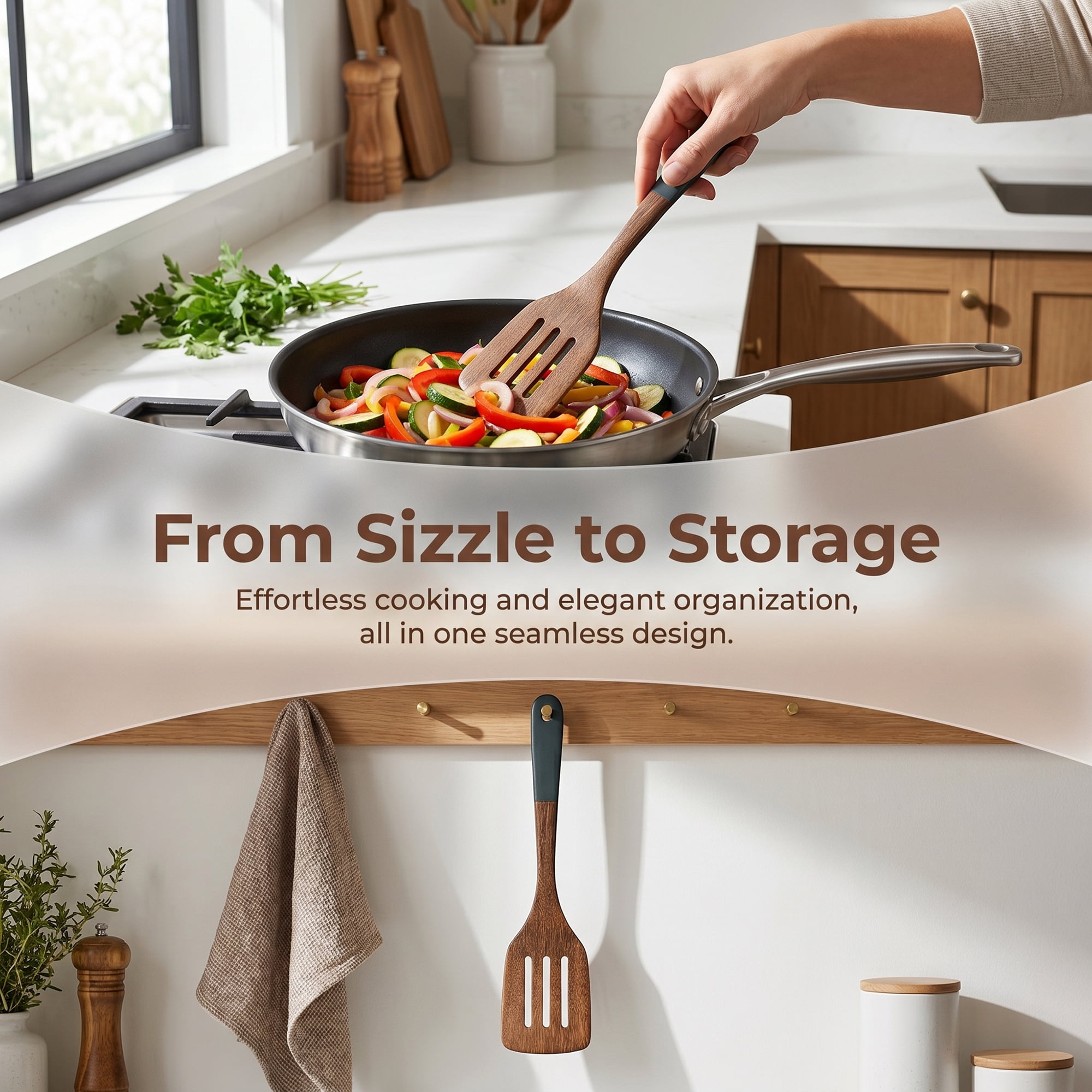 Unique Bargains Kitchen Heat-Resistant Spatula Cooking for Frying Brown 12x3 in