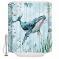 thumbnail image 2 of Coastal Whale Waterproof Fabric Shower Curtain, Nautical Ocean Shells Seaweed Coral Shower Curtain for Bathroom Curtains Bathtubs Hotel Washable Shower Curtains with 12 Hooks Stall 54x78in, 2 of 6