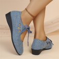 thumbnail image 5 of HTHLVMD Low Heel Loafers, Lace Up Canvas Shoes, Casual Walking Shoes, orthopedic shoes for women wide width, Women's Lace Up Low Heel Loafers Casual Comfortable Canvas Walking Shoes, Blue 6, 5 of 9