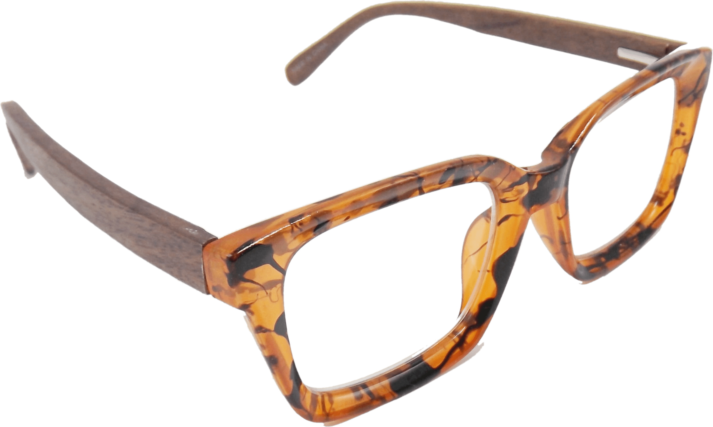 EYEGEMS Brand Eyeglasses +2.00 Women Eco Friendly Sustainable  Reading Glasses Ladies Walnut Wood Amber Brown Tortoise 0552