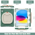 thumbnail image 2 of Elehold Hybrid Heavy Duty Rugged  Case Compatible with iPad 10th Gen 10.9" (2022) with 360 Rotating Hand Shoulder/Kickstand/Strap Shockproof Double Protection Case Cover, Emeraldgreen, 2 of 10