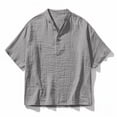 thumbnail image 5 of BangWanChi Men's Shirts Casual & Comfy Linen Top Summer Beach Wear Solid Holiday Street Short Sleeved Collared Tops, 5 of 5
