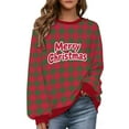 thumbnail image 2 of HOMBOM Womens Crewneck Sweatshirts Funny Mint Green Merry Oversized Christmas Xmas Graphic Sweatshirt for Ladies, 2 of 9