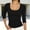 Black, variant on Wovilon Women's Scoop Neck Tops 3/4 Sleeve Ribbed Knit Slim Fitted Stretchy Basic Tee Shirts Solid Color Casual Fall Layering Top