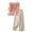 Pink, variant on Women's 2 Piece Set, 3/4 Sleeve Embroidered Blouse and Wide Leg Trousers, Cotton Linen Matching Outfit for Casual Wear, Daily Outfits, Vacation and Spring Summer Wardrobe-Beige