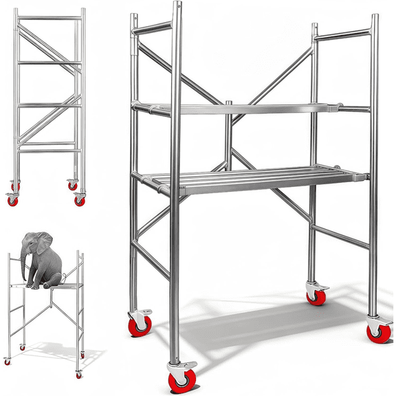 Maeklon Rolling Scaffolding Work Platform, Portable Scaffolding Platform with Locking Wheels, Multipurpose Mobile Scaffolding, 500-Pound-Capacity with Foldable Design(24 "x46" x65")