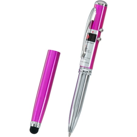 onn. 4-in-1 Stylus, Laser Pointer, LED Light, & Pen, Pink