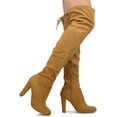 thumbnail image 3 of Wild Diva Lounge Amaya-01 Women's Over The Knee Tie Up High Block Heel Dress Boots, 3 of 10