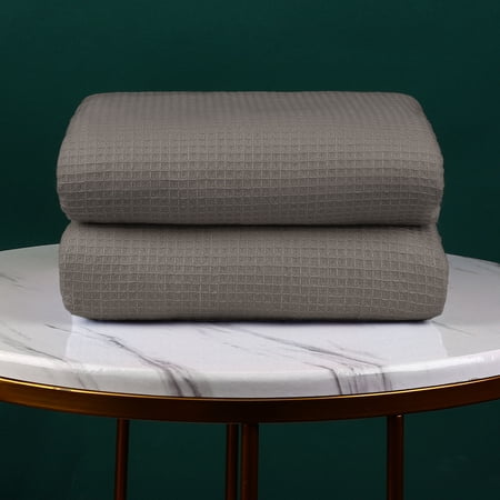 PiccoCasa 100% Cotton Bath Towels Waffle Textured, 2 Pieces 27"x54" Coffee Color