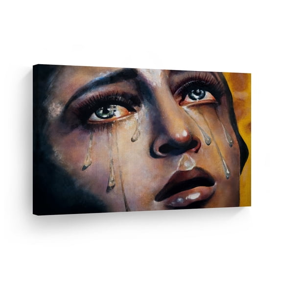 Smile Art Design Christianity Canvas Wall Art Print Oil Paint Crying of St. Mary Virgin Mary in Tears Christ Religious Living Room Bedroom Office Christian Gift- 30x40
