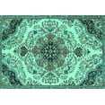 thumbnail image 1 of Ahgly Company Machine Washable Indoor Rectangle Medallion Turquoise Blue Traditional Area Rugs, 2' x 4', 1 of 4