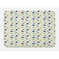 thumbnail image 1 of Hippo Bath Mat, Hand Drawn Pattern Cheerful Hippo Crocodiles Giraffes and Zebras with Pinkish Daisies, Plush Bathroom Decor Mat with Non Slip Backing, 29.5" X 17.5", Multicolor, by Ambesonne, 1 of 2