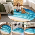 thumbnail image 6 of Ocean Waves Round Living Room Rugs 3.3 ft, Abstract Gradient Orange Teal Waves Beach Washable Area Rug with Non-Slip Sturdy Edge Binding Round Front Door Mat Floor Carpet for Entryway, 6 of 9