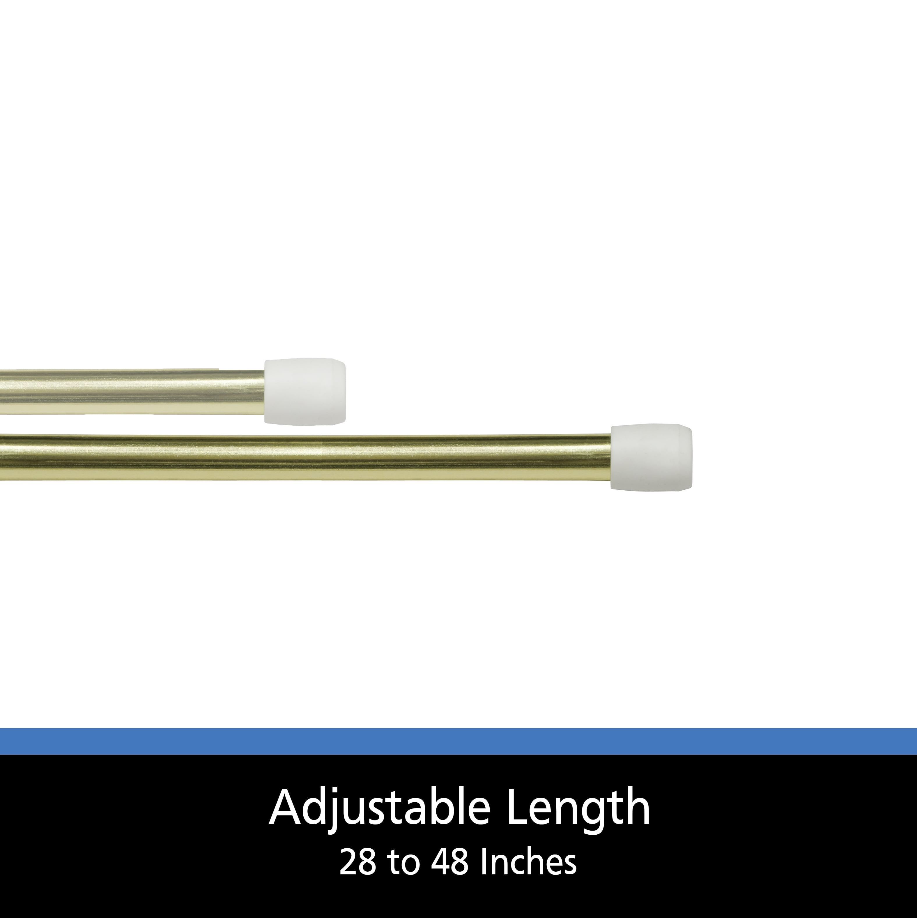 Mainstays 28-48 in. Adjustable Spring Tension Curtain Rod, 7/16 in. Diameter, Brass