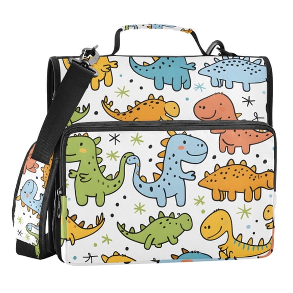 ALAZA Zipper Binder Funny Dinosaurs 3 Ring Trapper Keeper File Folder Organizer Bag