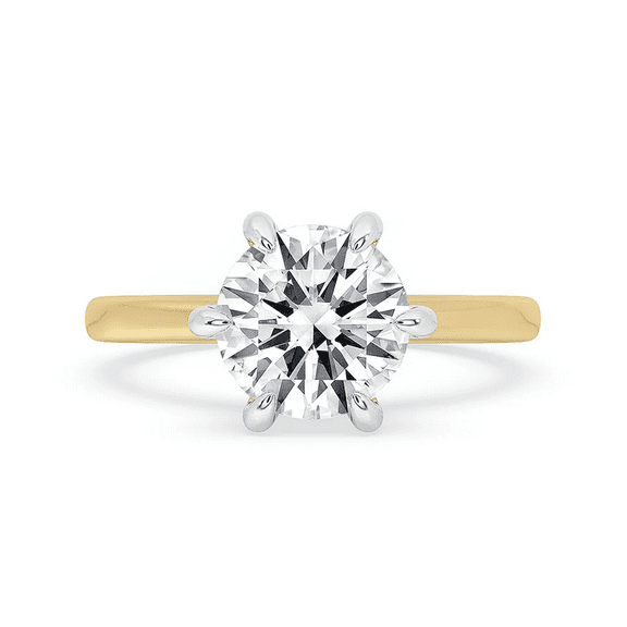 2.0 CT Two Tone Round Diamond Solitaire Engagement Ring Solitaire Ring Yellow Gold Ring, Round Engagement Ring, mothers day gift, wedding ring