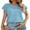 Sky Blue, variant on Weardear Womens Casual Tops Cap Short Sleeve T Shirt Round Neck Textured Fall Basic Shirt