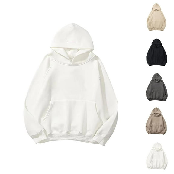 Sweatshirt for Women Women's Solid Sweatshirt Women Solid Basic Letter Loose Hoodie Sweatshirt Long Sleeve Pocket Drop Shoulder Pullovers Top