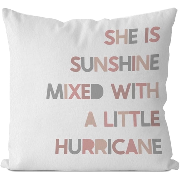 Hello Beautiful Pillow Cover 18x18,Pink Girls Sunshine Mixed with Hurricane Throw Pillow Covers,Girl Decorative Pillowcase for Girl Room Playroom Nursery Decor