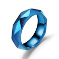 thumbnail image 4 of Stainless Steel Diamond Cut Ring Blue Jewelry For Men And Women Sizes 6 7 8 9 10 11 12 Durable Everyday Wear Accessory, 4 of 7