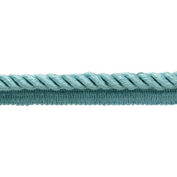 3/8" (1cm) Shiny Twisted Rope Cord with Lip | Cord Trim # 0038S,, Aquatic Blue #M17 (Light Teal Blue) 8 Yards (24 ft/7m)