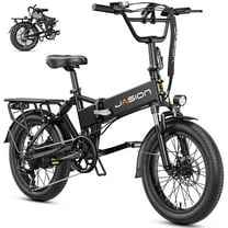 Jasion EB7 2.0 Electric Bike for Adults, 1200W Peak Foldable Ebike with 48V 10AH Removable Battery, 55 Miles Range, 20" Fat Tire Full Suspension Electric Bicycles for Beach Snow, UL2849