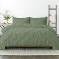 thumbnail image 4 of 3 Piece Pinch Pleated Duvet Cover Set 100% Cotton 1000 TC with Zipper Closure & Corner Ties Pintuck Bedding Duvet Cover - Super King Size (116" x 98") Inch, Sage Solid, 4 of 7