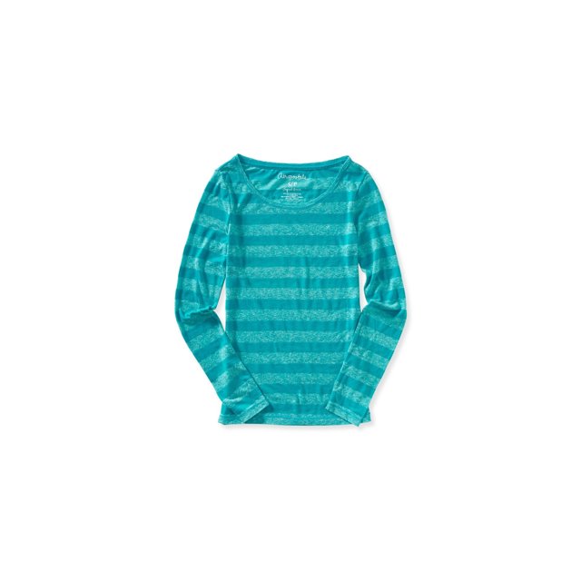 Aeropostale T-Shirt Graphique à Rayures Néon pour Femmes, Vert, Juniors, Moyen