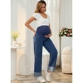 thumbnail image 6 of DARING DIVA Women's Denim Straight Leg Over the Belly Maternity Jeans XXL Dark Blue, 6 of 7