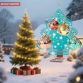 thumbnail image 4 of Stylish Metal Hanging Christmas Tree Wind Spinner - Teal Lines with Colorful Ornaments & Snowflake Patterns for Garden Decor, 4 of 7