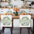 thumbnail image 3 of Fall Thanksgiving Chair Covers Set of 1 Pumpkin Leaves Wreath Green Striped Chair Back Covers Stretch Removable Washable Slipcovers Protector for Dining Room Kitchen Party Decor, 3 of 5