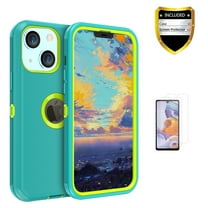 Xihaiying iPhone 13 Mini Case   Screen Protectors, Heavy Duty Hard Shockproof Armor Protector Case Cover for iPhone 13 Mini Phone Case (Green Yellow)