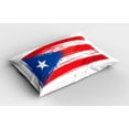 thumbnail image 2 of Ambesonne Puerto Rico Pillow Sham 2 Pack, Sketch Country Flag, 26"x20", Dark Coral Azure Blue, 2 of 3