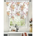Flower Leaf Line Hand Drawn Kitchen Short Window Curtain Rod Pocket