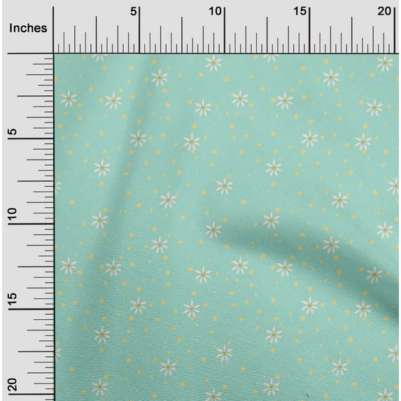 oneOone Cotton Poplin Fabric Dot & Flower Floral Decor Fabric Printed BTY 56 Inch Wide
