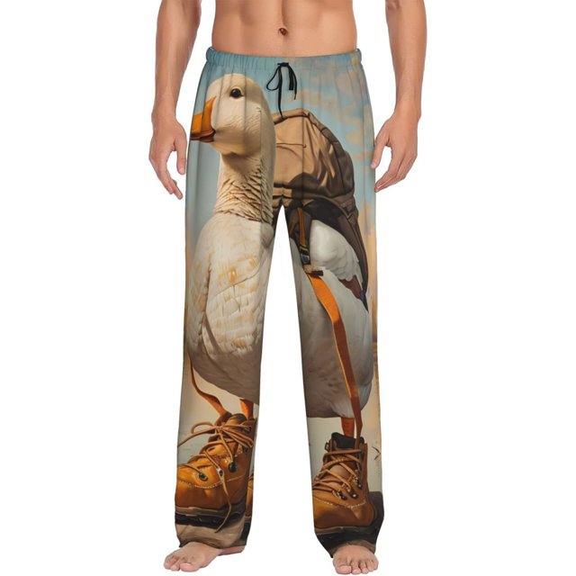 Fotbe Hiking Duck Pantalones de Pijama para Hombre, Pantalones de Dormir, Pantalones de Casa con Cintura Ajustable y Bolsillos-XX-Large