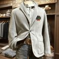 thumbnail image 2 of Men's Printed Corduroy Pocket Blazer, Casual Suit Cardigan Jacket, Gray, L, 2 of 6