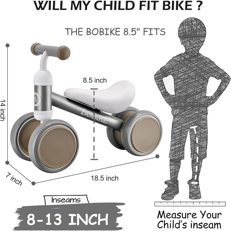 Bobike Baby Balance Bike Toys for 1 Year Old 10 24 Months Toddler Walker Bicycle Silver