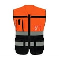 thumbnail image 5 of Moxufan Men High-Visibility Reflective Vest V-neck Sleeveless Multi Pockets Design Waistcoat Clear ID Pocket Pen Holder Vest Coat,Red, 5 of 8