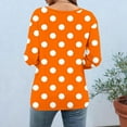 thumbnail image 4 of Staron Women's Casual Polka Dot Tops Round Neck 3/4 Sleeve Loose Blouse Fashion Printed T-shirt, Orange 5XL, 4 of 6