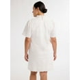 thumbnail image 3 of Free Assembly Women’s and Women's Plus Ruffle Neck Cotton Eyelet Mini Dress with Short Sleeves, Sizes XS-4X, 3 of 5