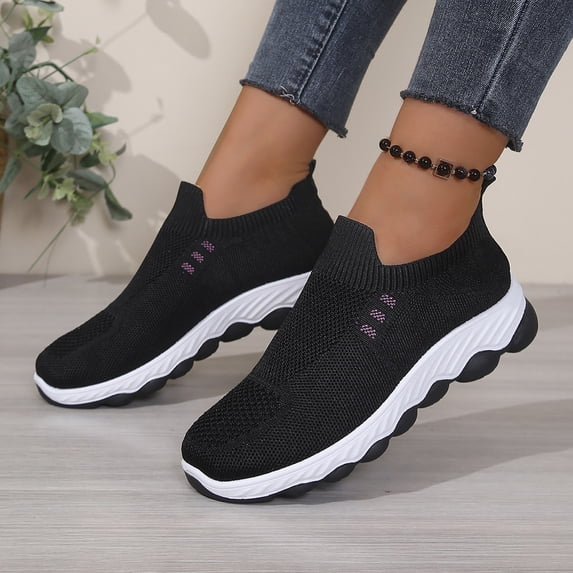 Women's Mesh Walking Shoes with Arch Support Outdoor Breathable Running Sneakers Comfortable Tennis Sports Shoe for Summer Black 7.5