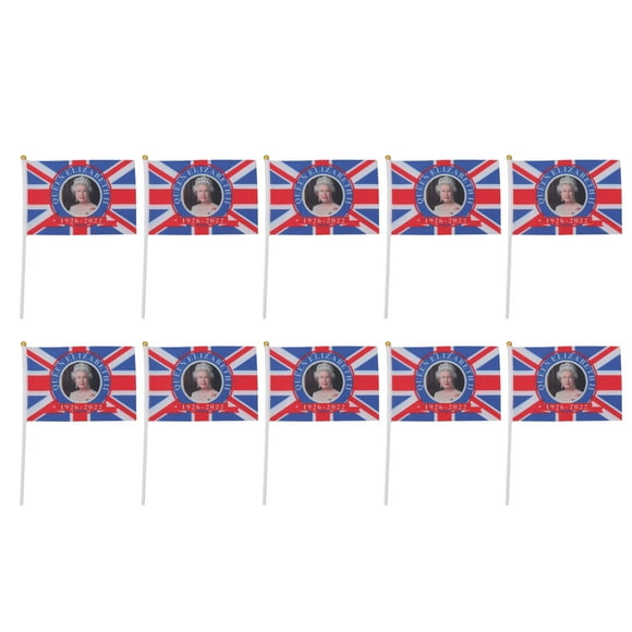 10 PCS Hand Waving Flag UK Queen Mourning Flag Background Cloth Decoration Hand Flag SYQ2001