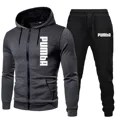 thumbnail image 2 of Conjuntos de chándal deportivo para hombre, sudadera con capucha de manga larga, chaquetas con cremallera y pantalones de jogging, ropa deportiva para correr de primavera y otoño, 2 of 5