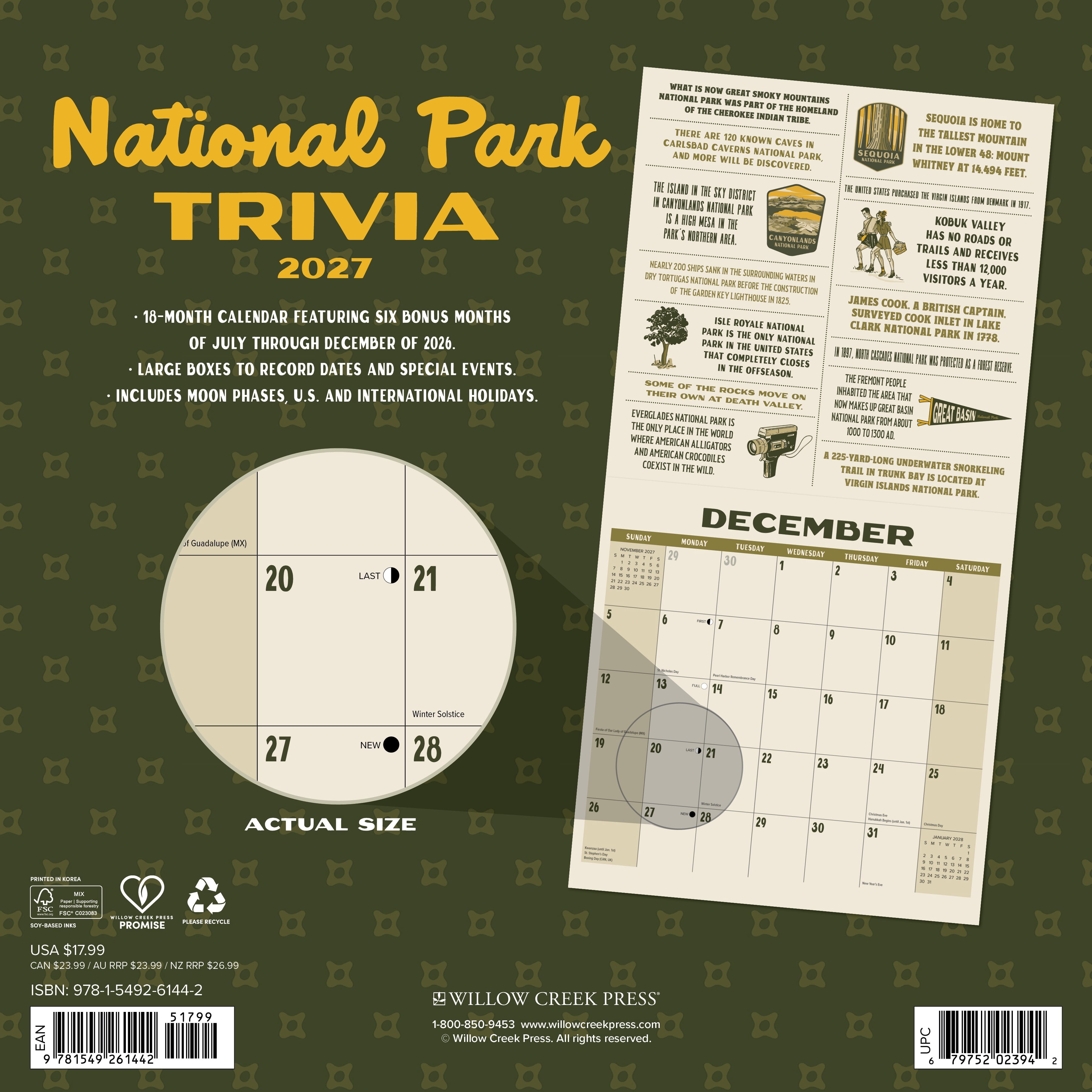 Willow Creek Press, National Park Trivia 2027 Wall Calendar