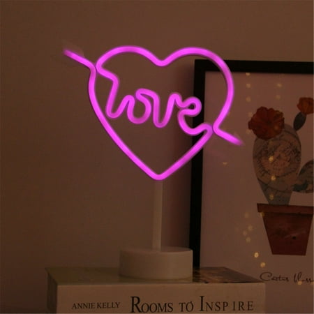 

LED Night Light Bedroom Heart Home Decor Battery Wall Lamp