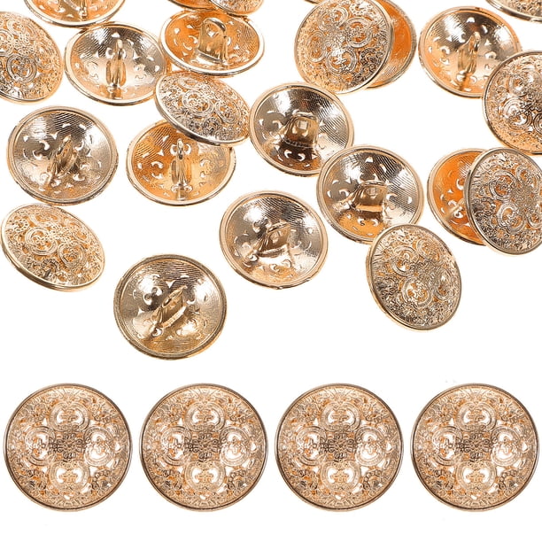 30 botones huecos con hebilla de metal de 18 mm, elegantes, para manualidades, costura, decoración (dorado claro)