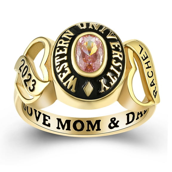 Mementos PJM Custom Women’s Class Rings 10kt Yellow Gold for High School and College Graduation