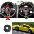 thumbnail image 3 of Pegatinas para la cubierta del volante con el logotipo de los anillos de fibra de carbono real para 2008-2016, fibra de carbono roja, 3 of 5